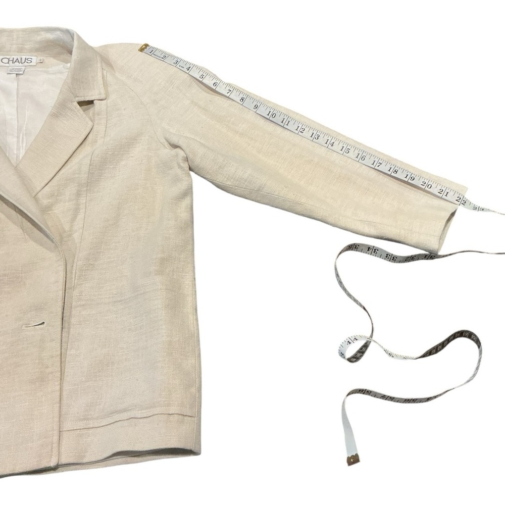 CHAUS 100% Linen Blazer Jacket Women Size 6 Beige Lightweight Classic - Picture 8 of 8